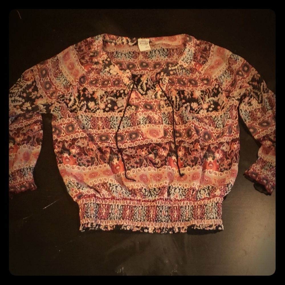 Sheer boho long sleeve top by American Rag  xs